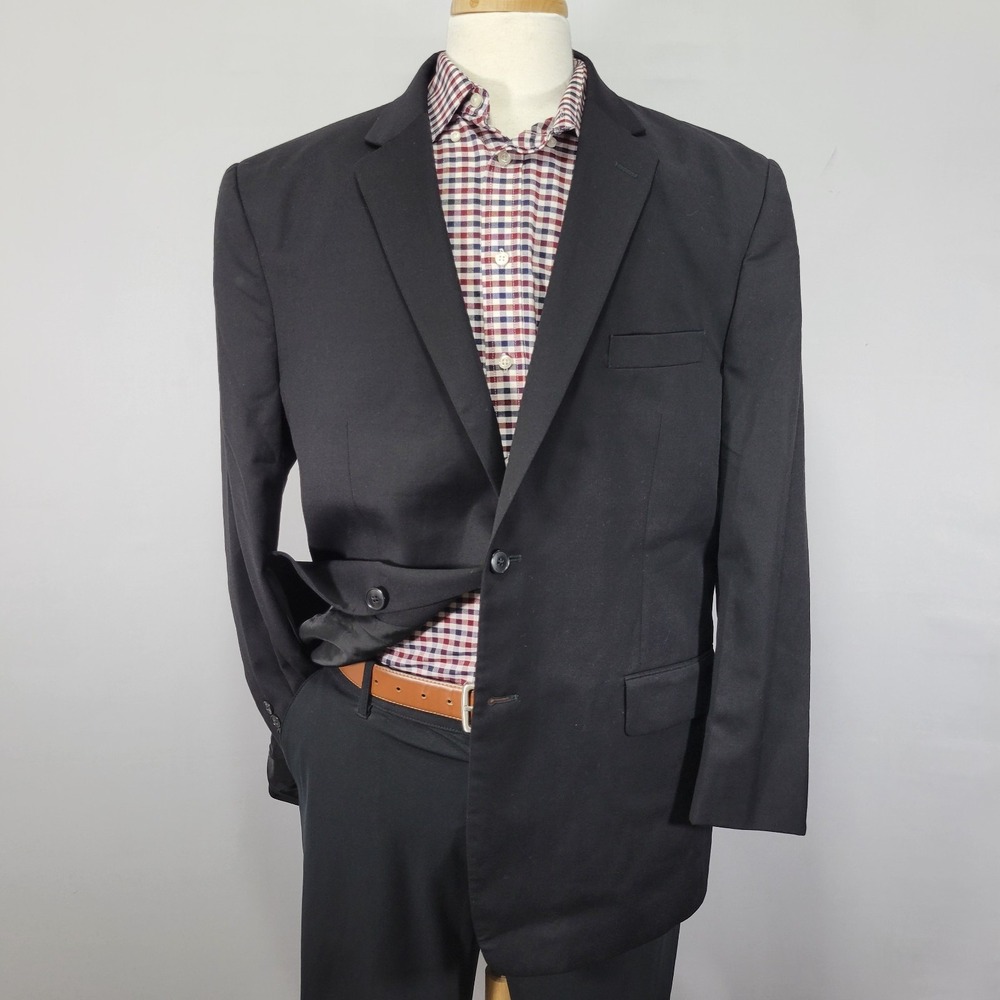 JOS A BANK Men's Sport Coat Blazer Two Button Charcoal Black Wool Size 46R